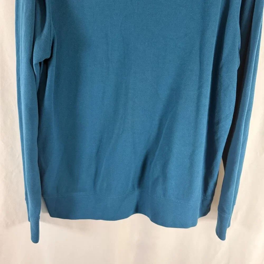 LL Bean Sweater Men's Large Teal 1/4 Zip Turtleneck Traditional Fit Cotton Blend